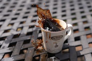 Splashing coffee