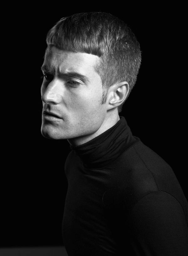 Male model in black and white in studio