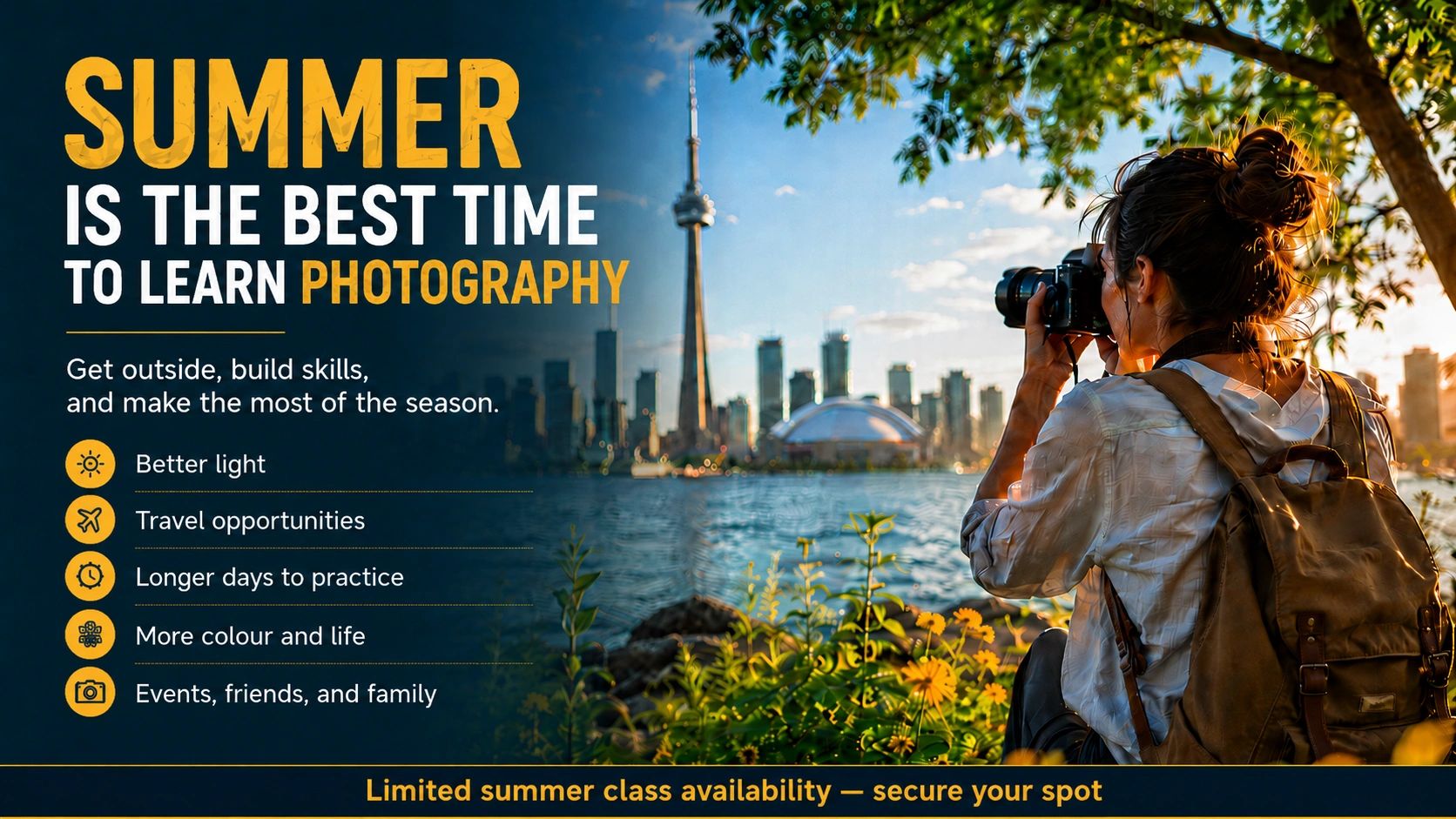 summer is the best time to learn photography at cameraschool.ca