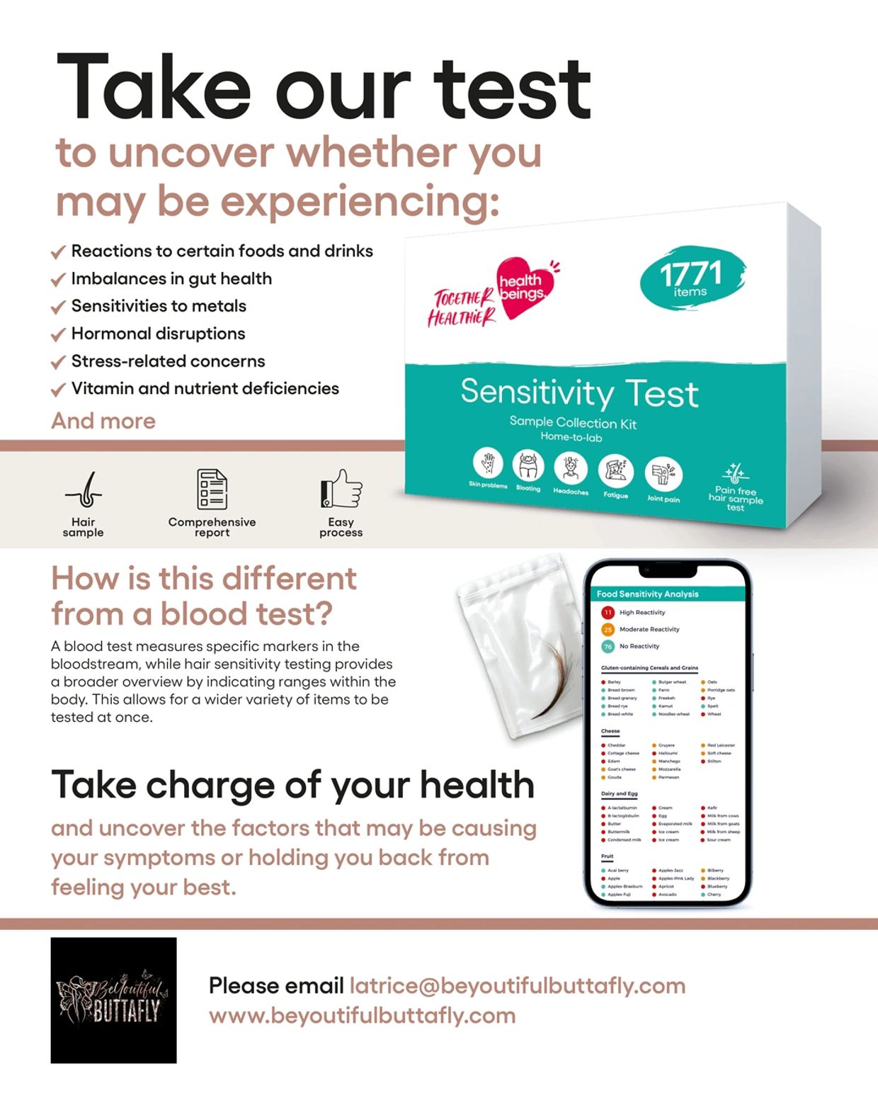 Hair sensitivity test kit detects food, metal, and stress reactions through a comprehensive, pain-free process.
