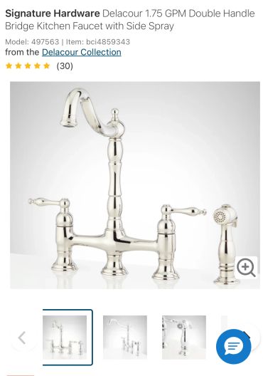 Signature Hardware Delacour Double Handle Bridge Kitchen Faucet with Side Spray