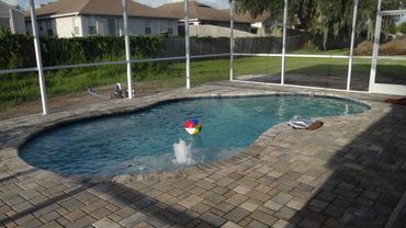 Swimming Pool Construction - Completed Pool with the shallow fountain