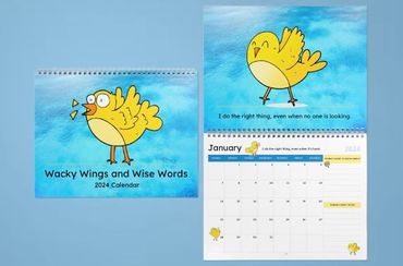 2024 Wacky Wings and Wise Words Wall Calendar