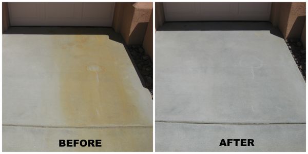 Battery acid, rust removal, cleaning concrete in Las Vegas