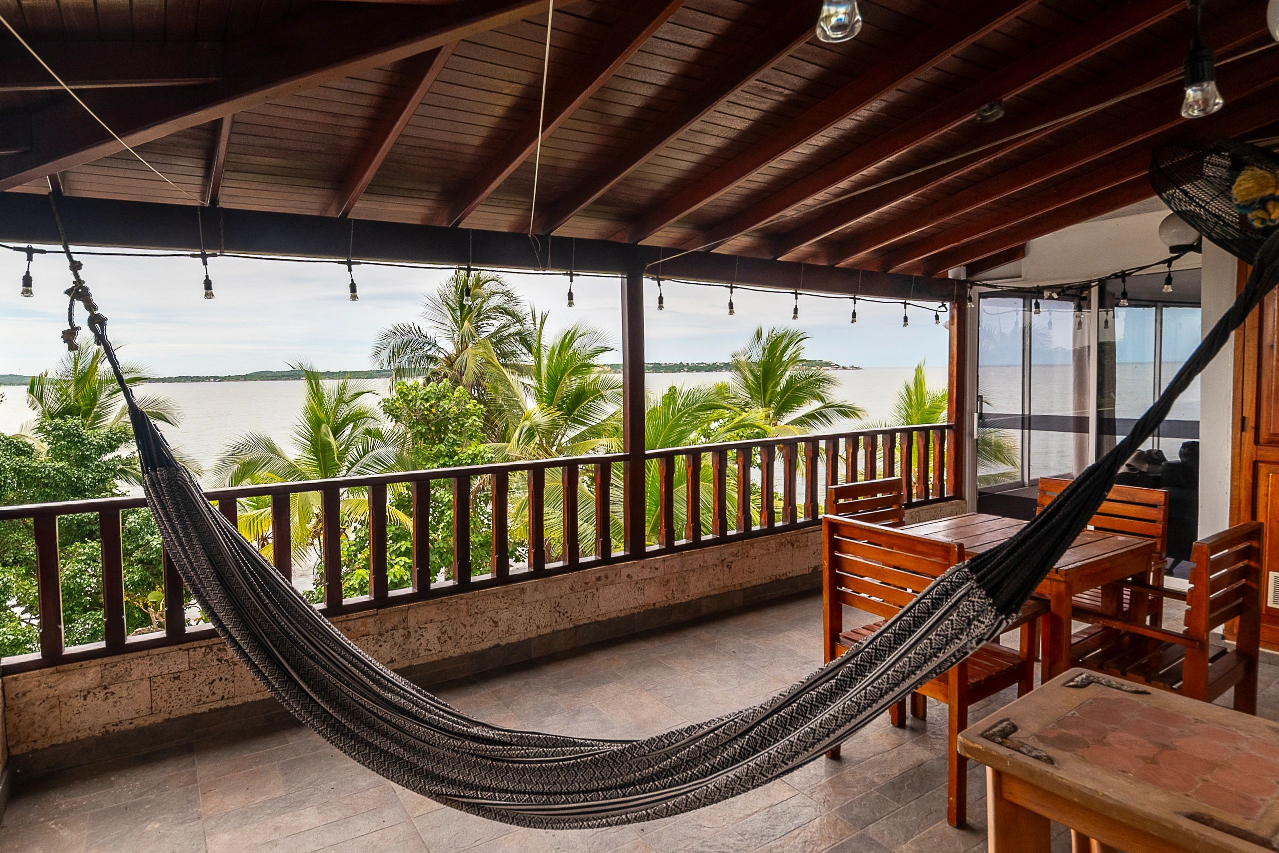 Blacony with island and ocean view.