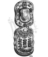 Cell Phone, composed of two dividing cells. Cellular organelles make up the phone's anatomy.