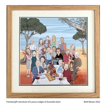 Framed gift caricature cartoonist sydney 