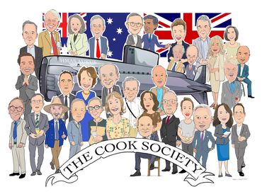 Group caricature of team Cook Society