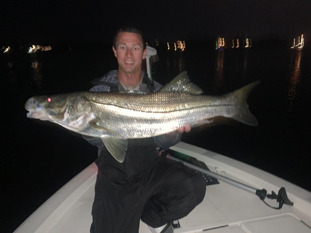 We also offer night fishing trips for snook and trout. Very quiet and peaceful fishing until the STR