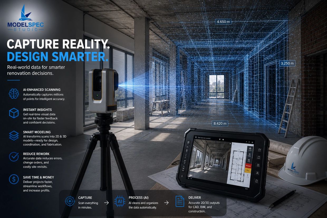 High-tech 3D scanning device captures detailed room measurements for smarter renovation design.
