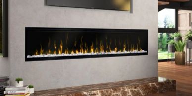 electric fireplace element in a wall feature
