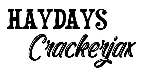 Logo with the words 'HAYDAYS Crackerjax' in bold and script fonts.