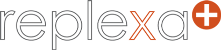 Logo featuring the word 'replexa' with an orange plus symbol.