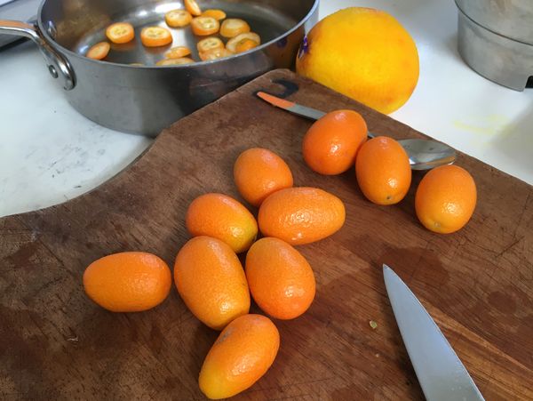Cooking class making a Kumquat compote