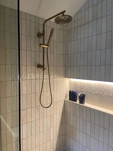 clean tile, sparkling shower