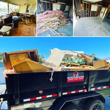 Construction debris removal in Rancho Mirage Ca before and after junk removal.