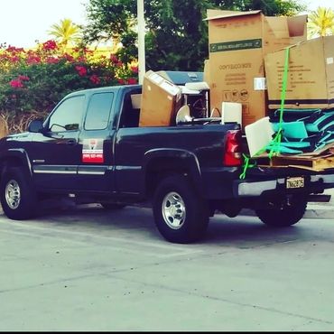 Cardboard disposal after junk removal in Morongo Valley California.
