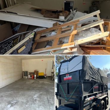 Full garage cleanout in Rancho Mirage California before and after junk removal.