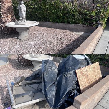 Backyard cleanup before and after junk removal in Twentynine Palms Ca
