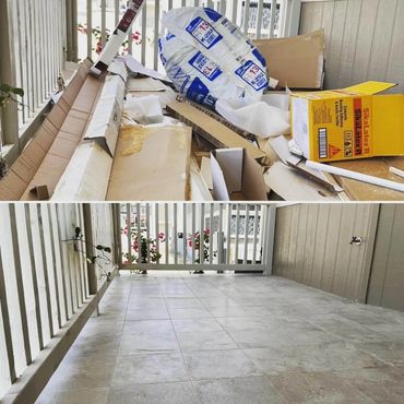Construction debris cleanup before and after junk removal in Yucca Valley California