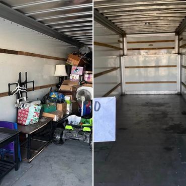 Storage truck clean out before and after in Joshua Tree California