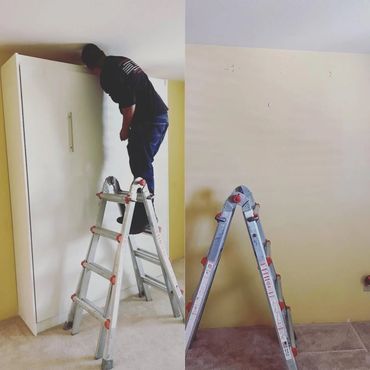 Murphy bed removal and disposal before and after junk removal in Joshua Tree California