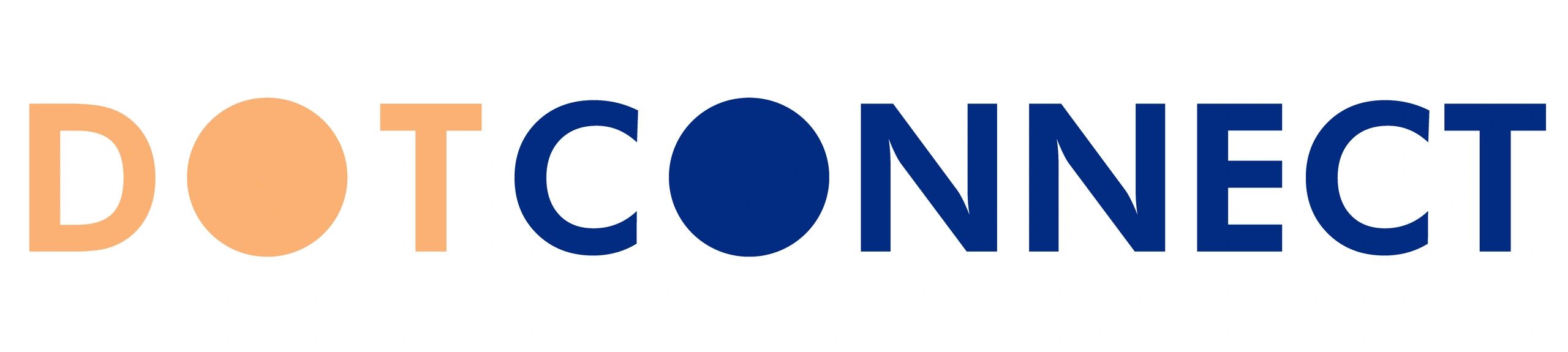 Logo displaying 'DOT CONNECT' with colored dots replacing the letter 'O'.