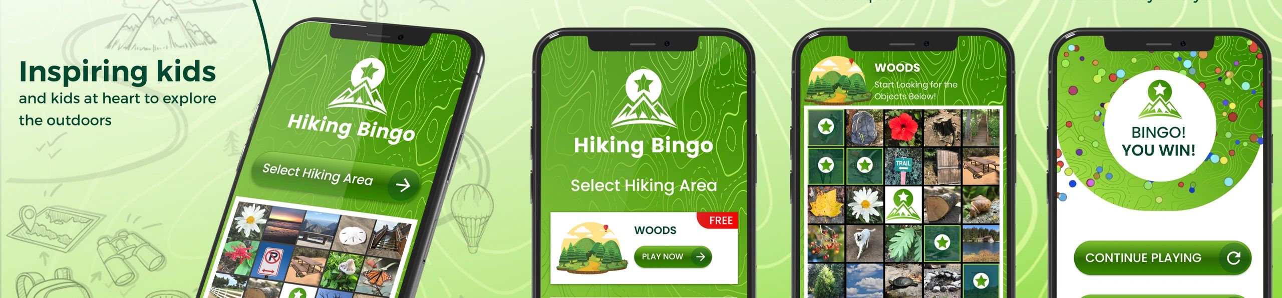 Hiking Bingo app Screen Displays Inspire Kids to Explore the Outdoors