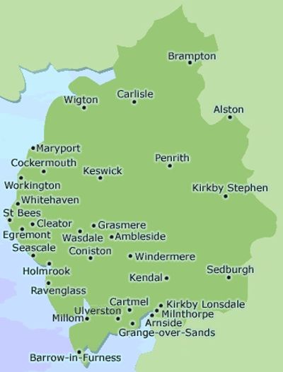 Tree services map of cumbria