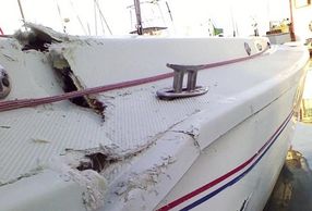 Damaged Sailboat that needs to be fixed, W.D, Schock can help. We are close to the ocean.
