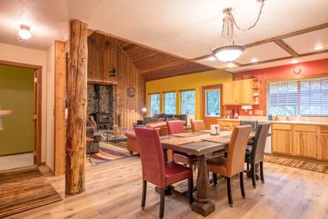 Cozy dining and living room at the cabin