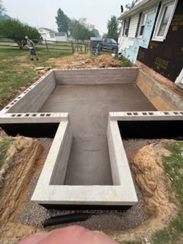 Block foundation for residential addition