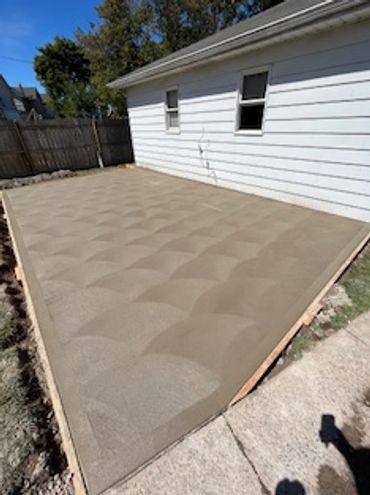 concrete patio scalloped finish
