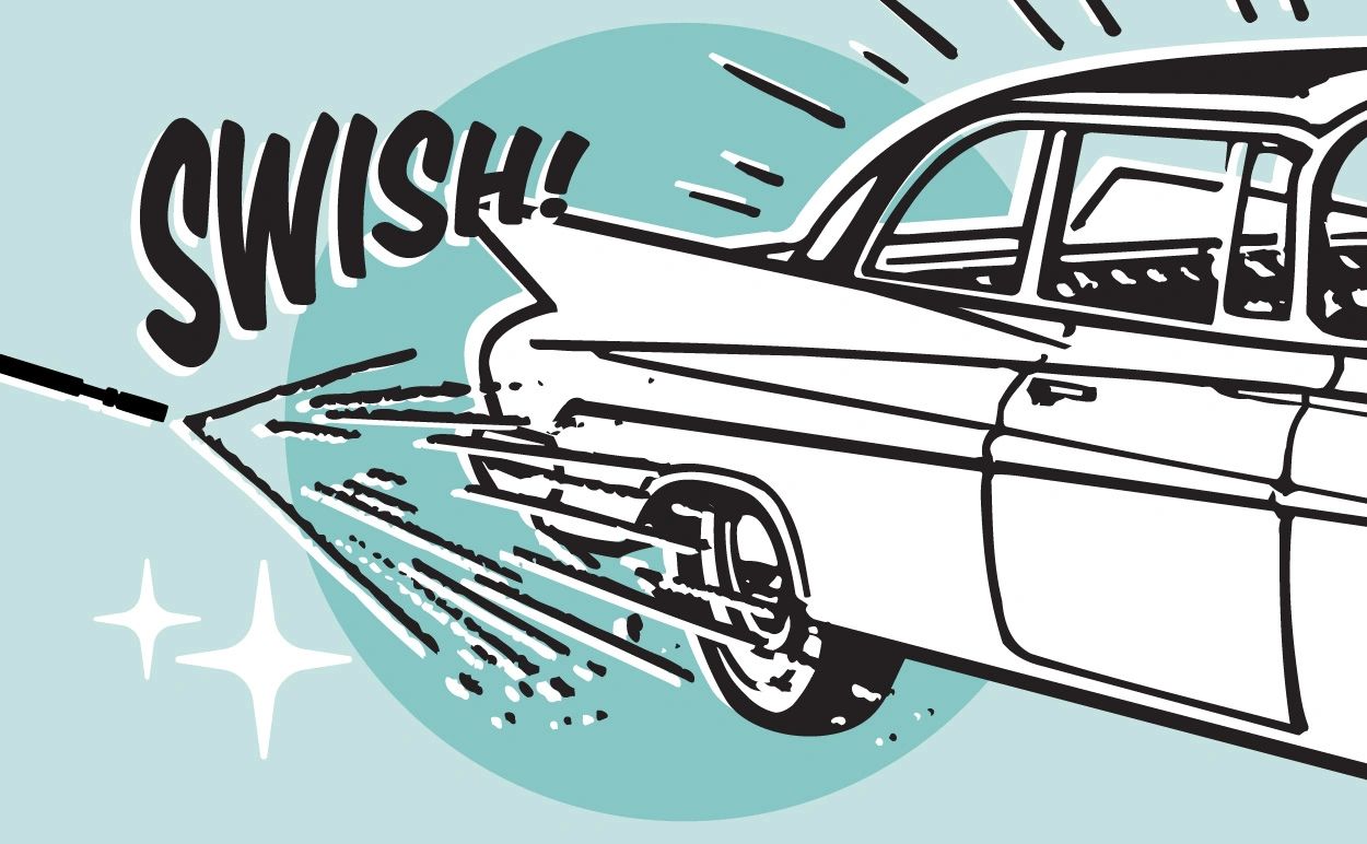 Self-serve high pressure car wash sprayer. Swish!