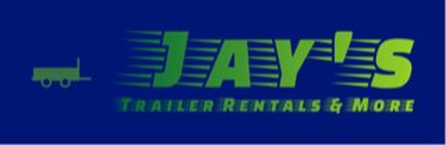 Logo for Jay's Trailer Rentals & More with a green and blue theme.
