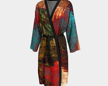 Soft Kimono Robe with circles of color for sale as a Unisex fashion design by Claire Bull