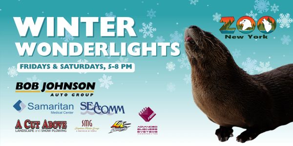 Winter Wonderlights event at New York Zoo, Fridays and Saturdays 5-8 PM.