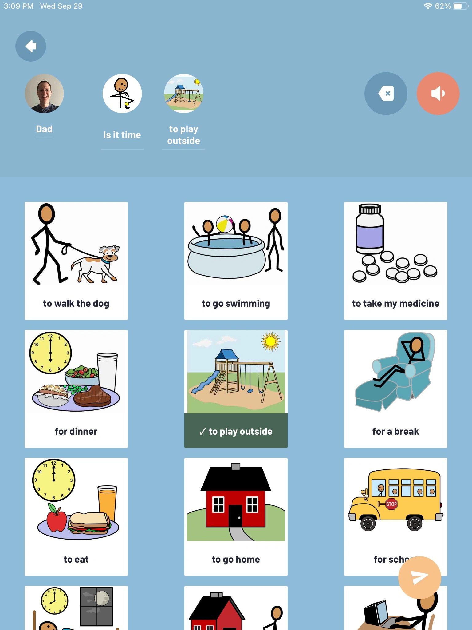 With TippyTalk, the user selects illustrations that are transferred to text and communicated.