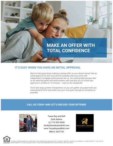 Mother and child using laptop with mortgage offer advertisement overlay.