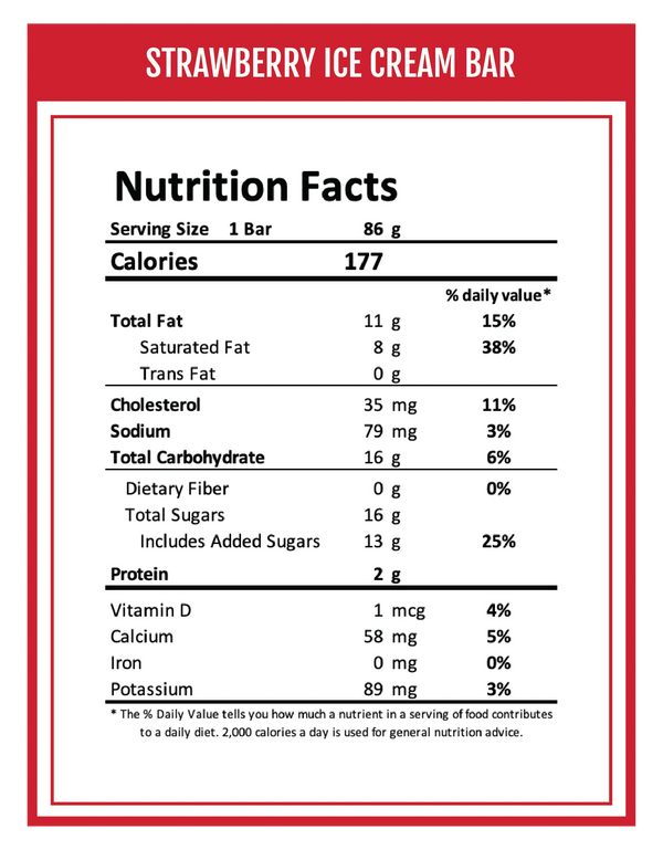 Strawberry Ice Cream Bar Nutrition Facts