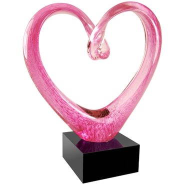 Pink Heart Glass Award Trophy