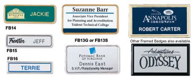 framed badges, custom engraving, badge, name, business, name tag, pocket badge, magnetic, pin
