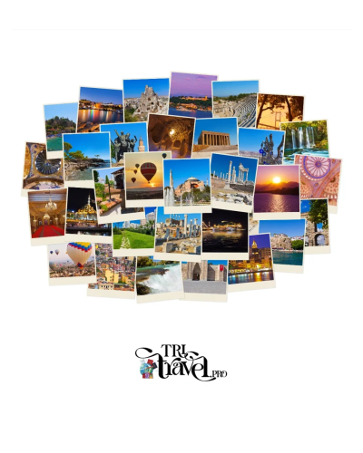 Collage of travel destination photos with 'Tri Travel Pro' logo.