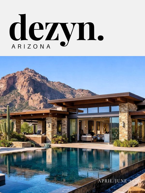 Modern Arizona home with pool and mountain backdrop on Dezyn cover.
