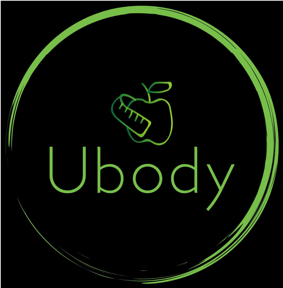Green apple and measuring tape logo for Ubody health brand.