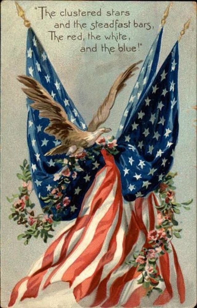 Excerpt and illustration from the poem, Our Flag by Margaret E. Sangster