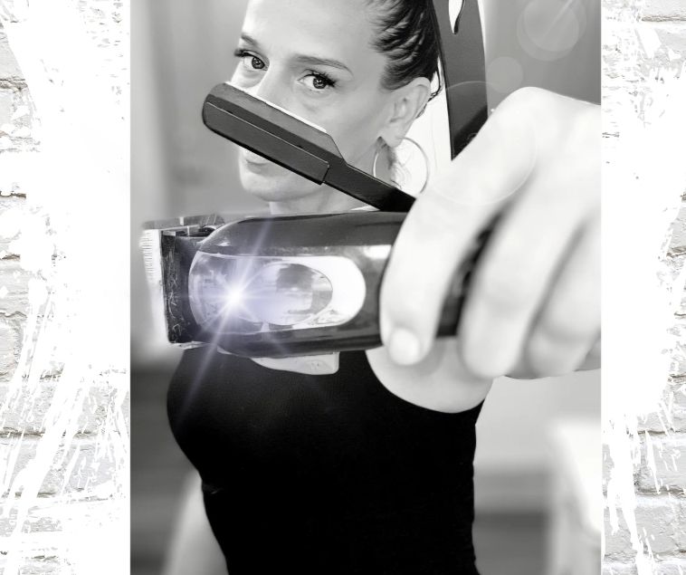 Me holding my clippers and straight blade.