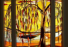 Autumn Willow stained glass window