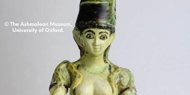 Close up of the replica of the larger Snake Goddess now in the Ashmolean Museum. 