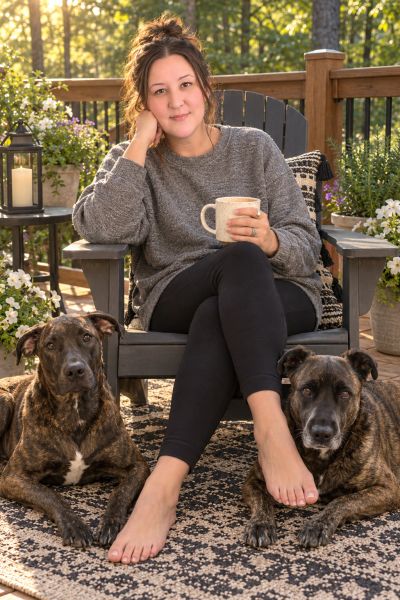 K. A. Gritz, author of the Guardians of Aeloria fantasy series, with her dogs.